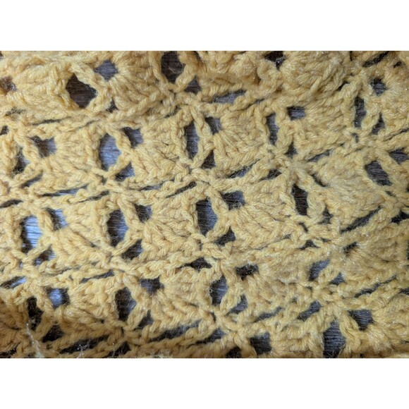 Vintage Yellow Crochet Knit Shawl Wrap - Picture 14 of 16
